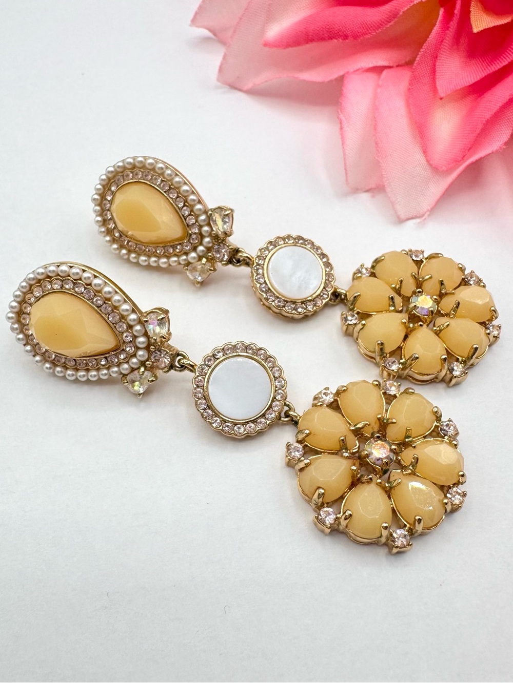 Kate Spade New York “At First Blush” Drop Earrings Floral Coquette Regency Glam